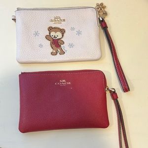 Corner zip Coach wristlets
